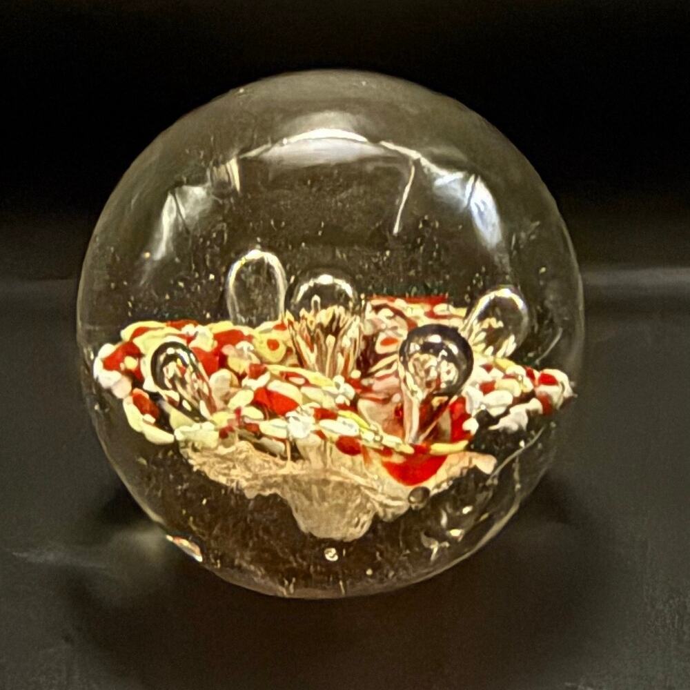 Vintage Art Glass Paperweight Multicolor Frit Controlled Bubbles 3.5" Heavy 2 lb